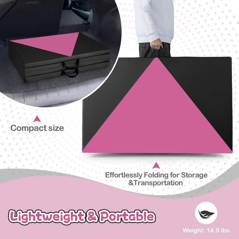 Gymax Gymnastics Gym Mat 4-Panel Folding Lightweight Gymnastics