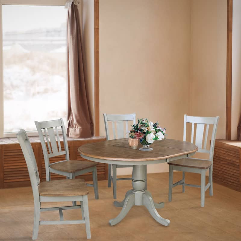 36" Round Extension Dining Table With 4 San Remo Chairs