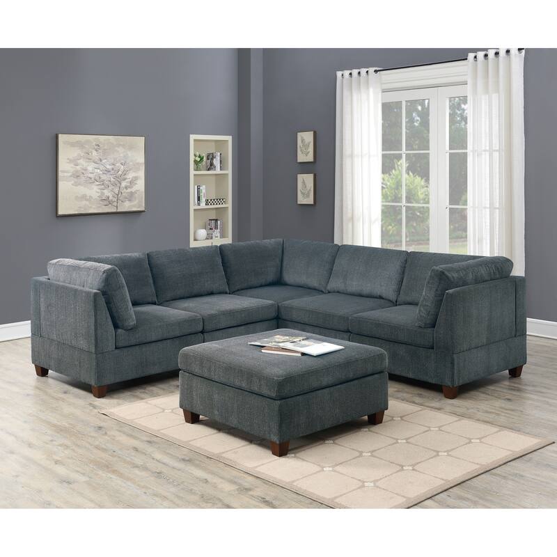 Chenille Fabric Cocktail OTTOMAN Cushion Seat Living Room Furniture
