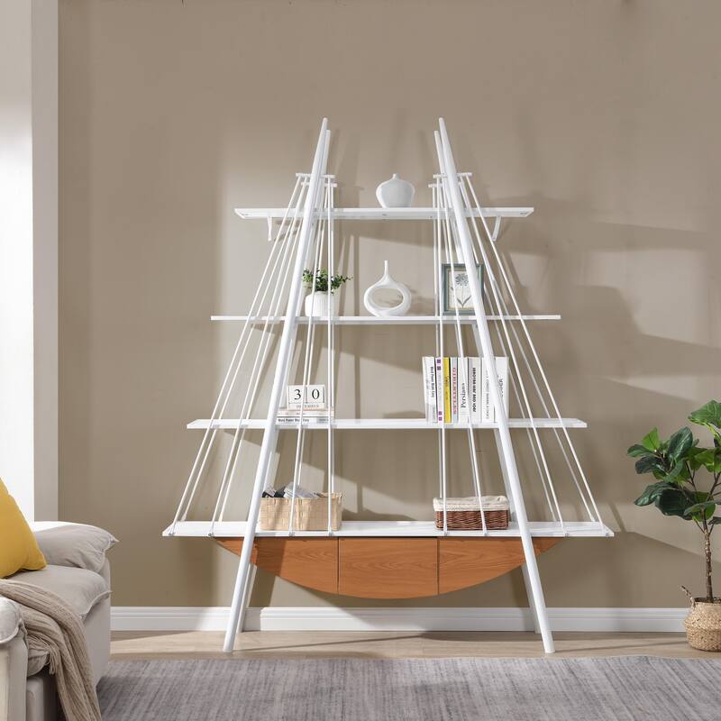 70.87 inch Industrial 4-Tier Open Storage Shelf with Drawer