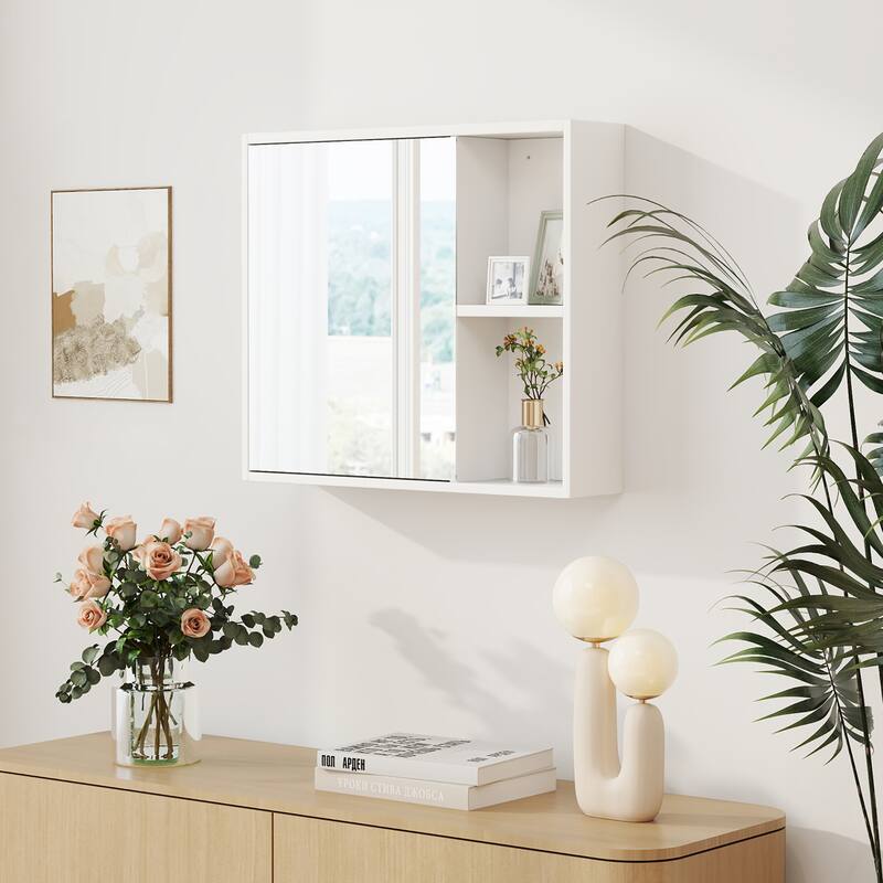 Gymax Bathroom Medicine Cabinet Wall Mounted Storage Organizer w/