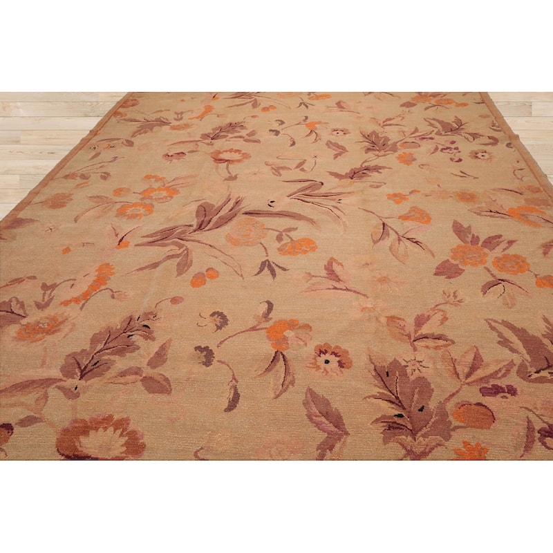 Hand Knotted Michaelian & Kohlberg Tan Tibetan Wool Oriental Area Rug - 9' 1'' x 11' 11''