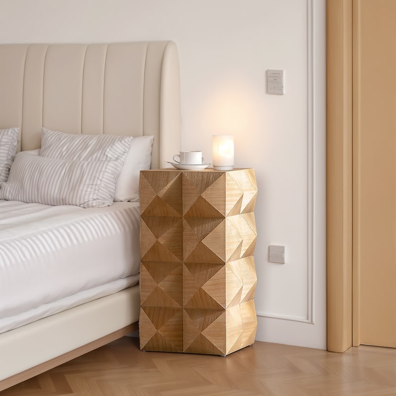 Embossed Pattern Sofa Side Table Natural Corner Table Tea Table