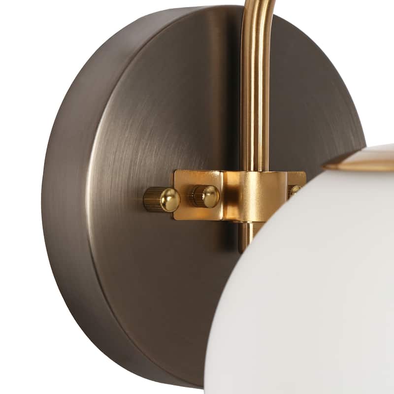 Aladari Modern Gold 1-Light Bathroom Vanity Light Opal Glass Wall Sconces - W 5.3" x H 8.5"