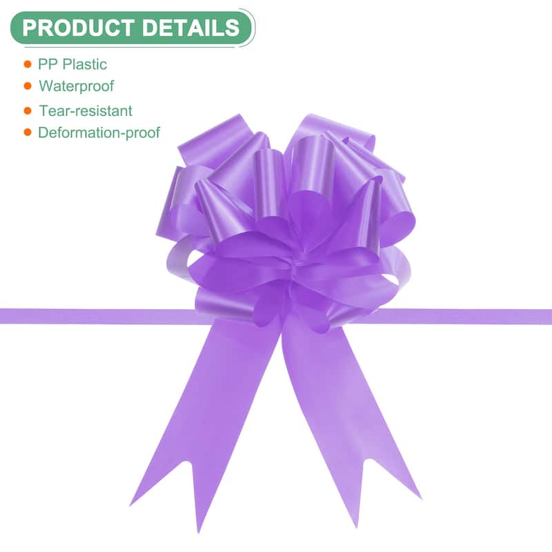 10pcs Large Pull Bow 10 Inch Flower Bows for Wedding Baskets - Light Purple