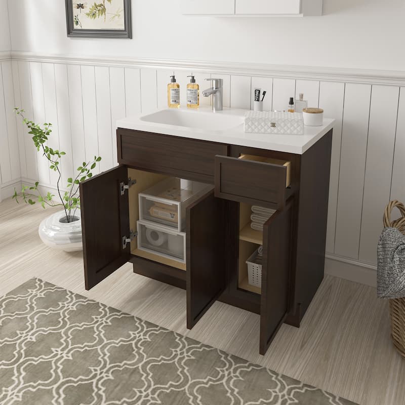 Vanity Art 36" Oak Freestanding Bathroom Vanity Cabinet without Top