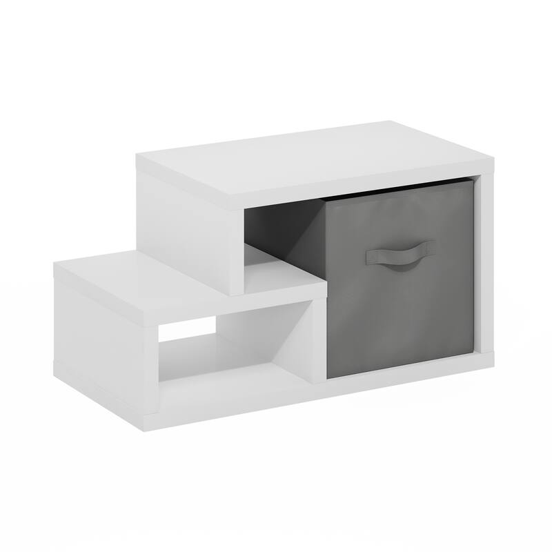 Furinno Viola Multipurpose Shelf with Storage Bin, Dark Oak/Black - White/Light Grey