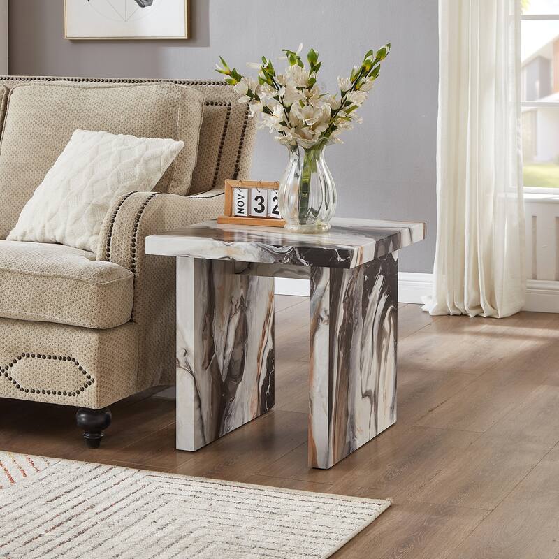 Roundhill Furniture Cavira 3-Piece Faux Marble Coffee Table Set