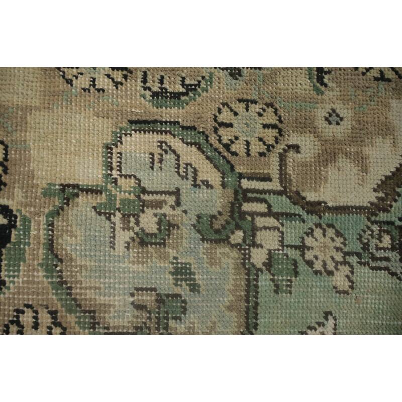Hand Knotted Oriental 100% Wool Carpet Traditional Floral Green Tabriz Area Rug - 10' 0'' X 6' 6''