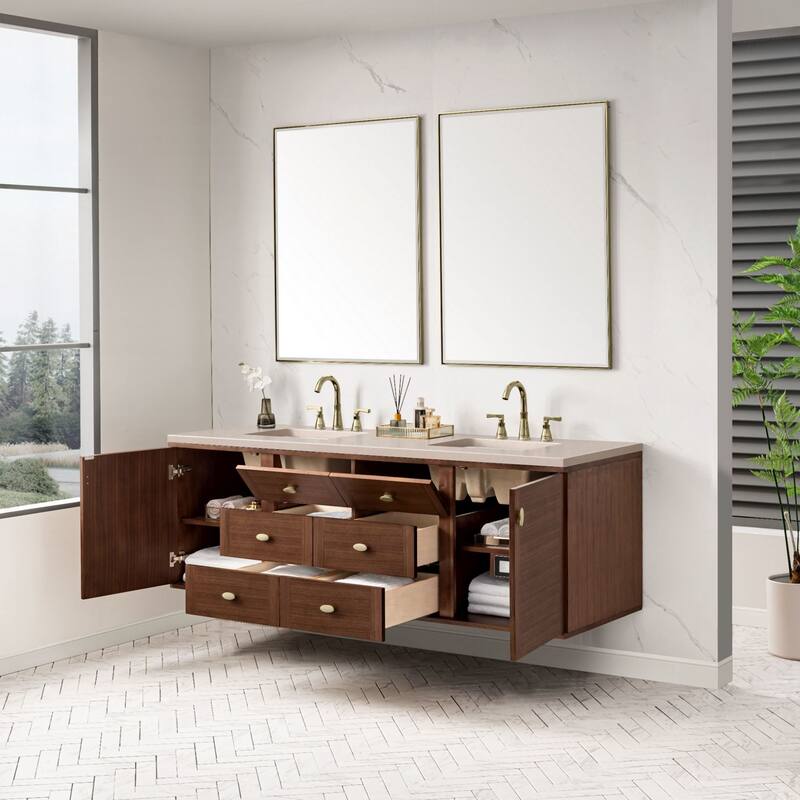 James Martin Vanities 670-V72-3EMR Amberly 72" Free Standing or Wall