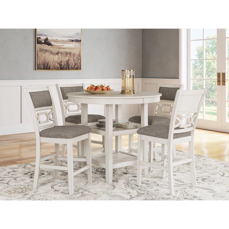 Signature Design by Ashley Erinberg White/Gray Dining Counter Table Set (Set of 5) - 42" W x 42" D x 36" H - White