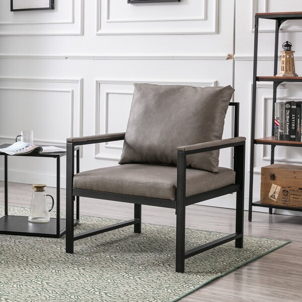 Modern Faux Leather Accent Chair with Black Powder Coated Metal Frame Single Sofa for Living Room Bedroom Bed Bath Beyond 38240019