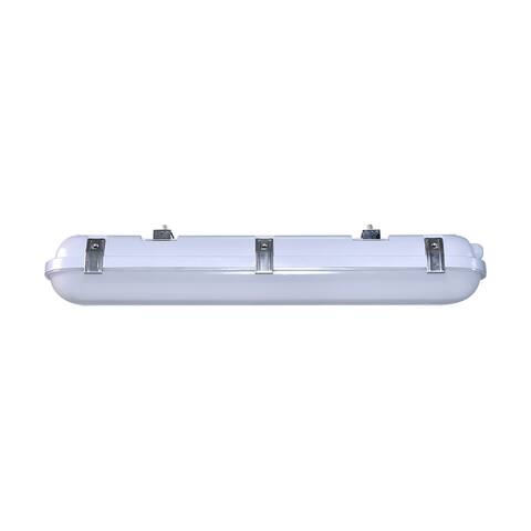 2 Foot 20 Watt Vapor Tight Linear Fixture CCT Selectable IP65 and IK08 Rated 0-10V Dimming - Gray