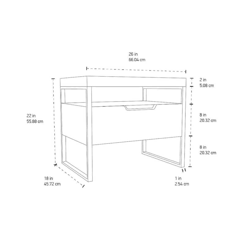 Vant Wooden Night Stand - Brown - Silver Leg
