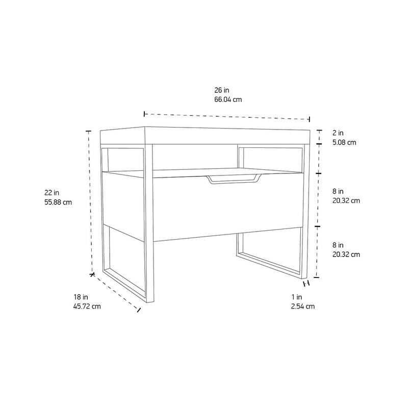 Vant Wooden Night Stand - Grey - Silver Leg