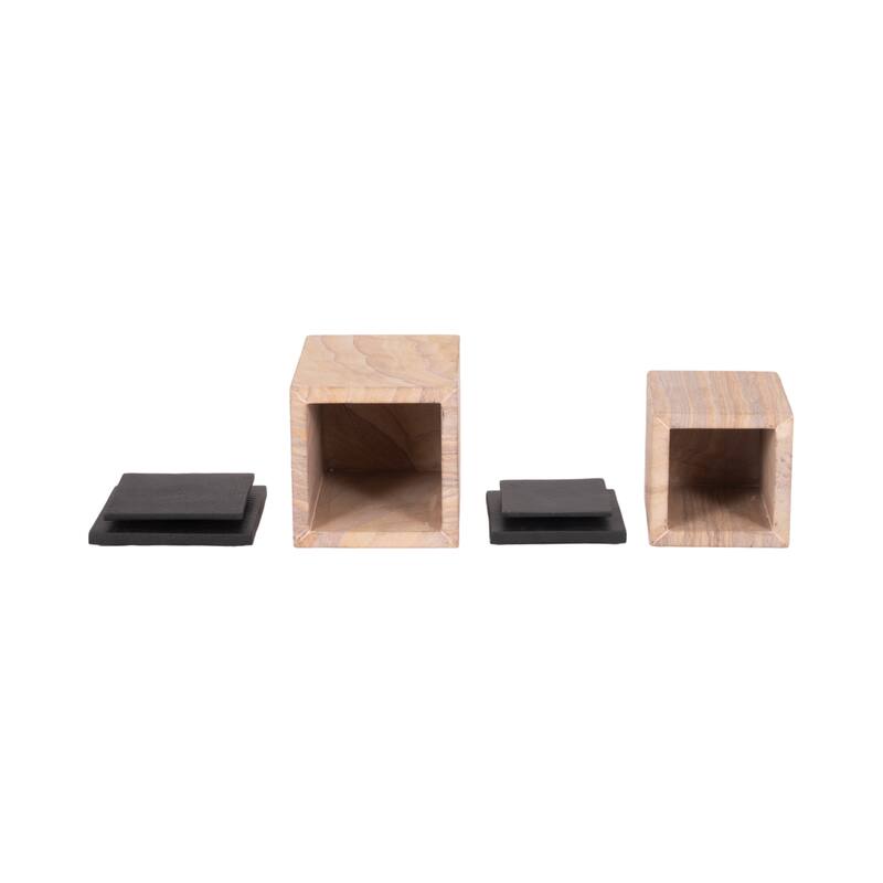 Sagebrook Home 8/9" Maverick Sandstone Boxes, Natural, 9"H, Set of 2 - 6" x 6" x 9"
