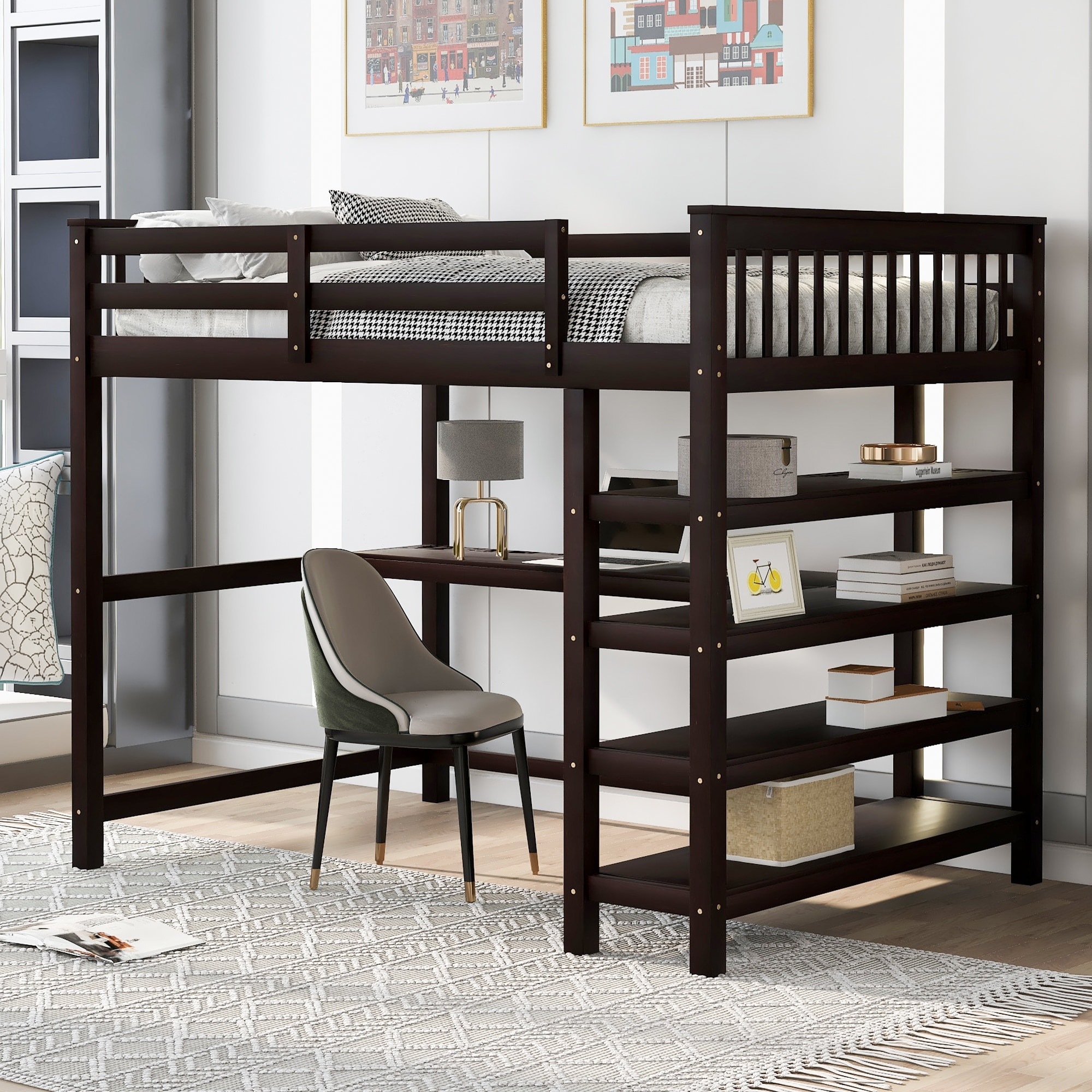 Bunk bed with space for hot sale desk underneath