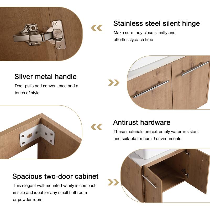 ARTCHIRLY 24"/30" Bathroom Vanity with Sink, Floating Bathroom Vanity with 2 Soft Close Doors