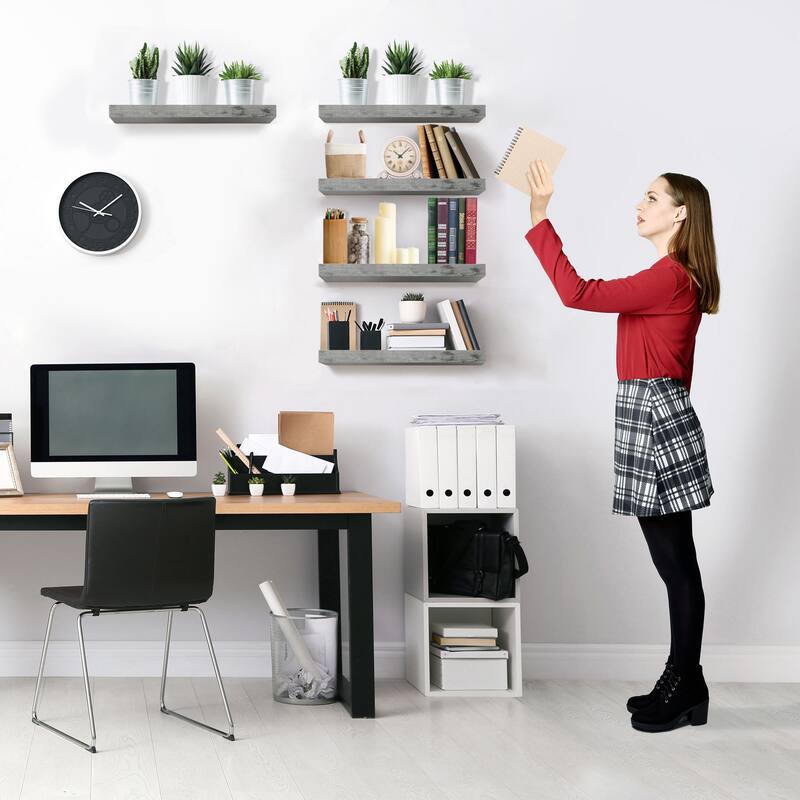 Sorbus Floating Shelves, Wall Mounted for Home Decor, 16.25 in. W x 5.5 in. D MDF Wood Decorative Wall Shelf (Set of 5)