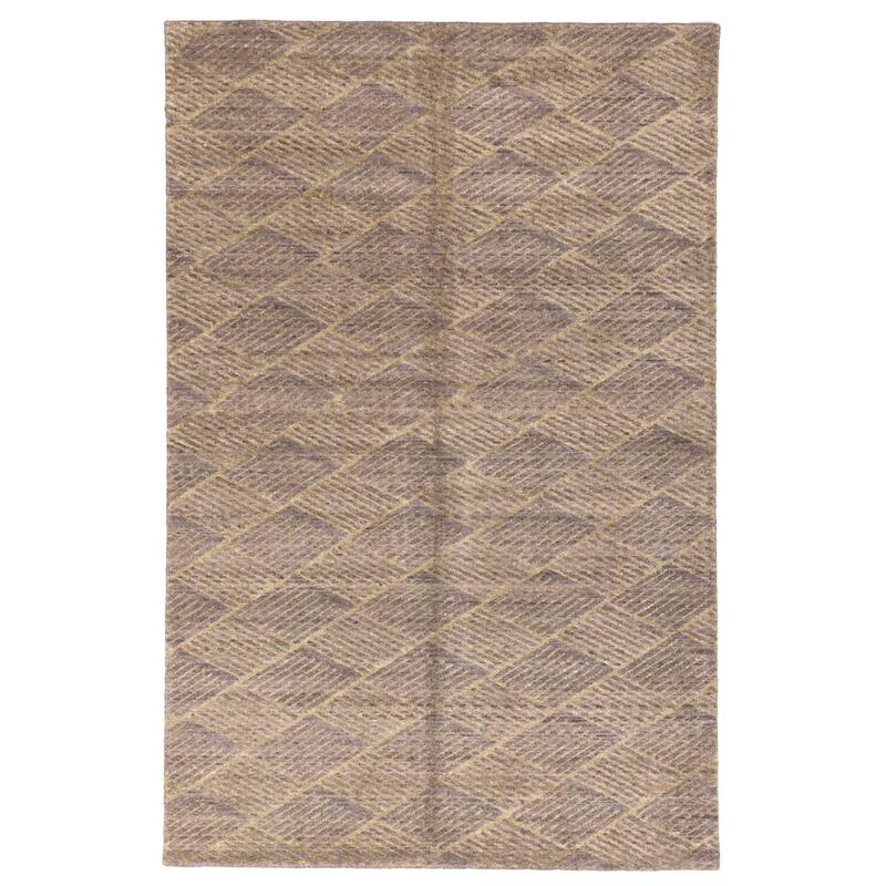 ECARPETGALLERY Hand Loomed Elysian Dark Grey Silk, Wool Rug - 5'11 x 8'11