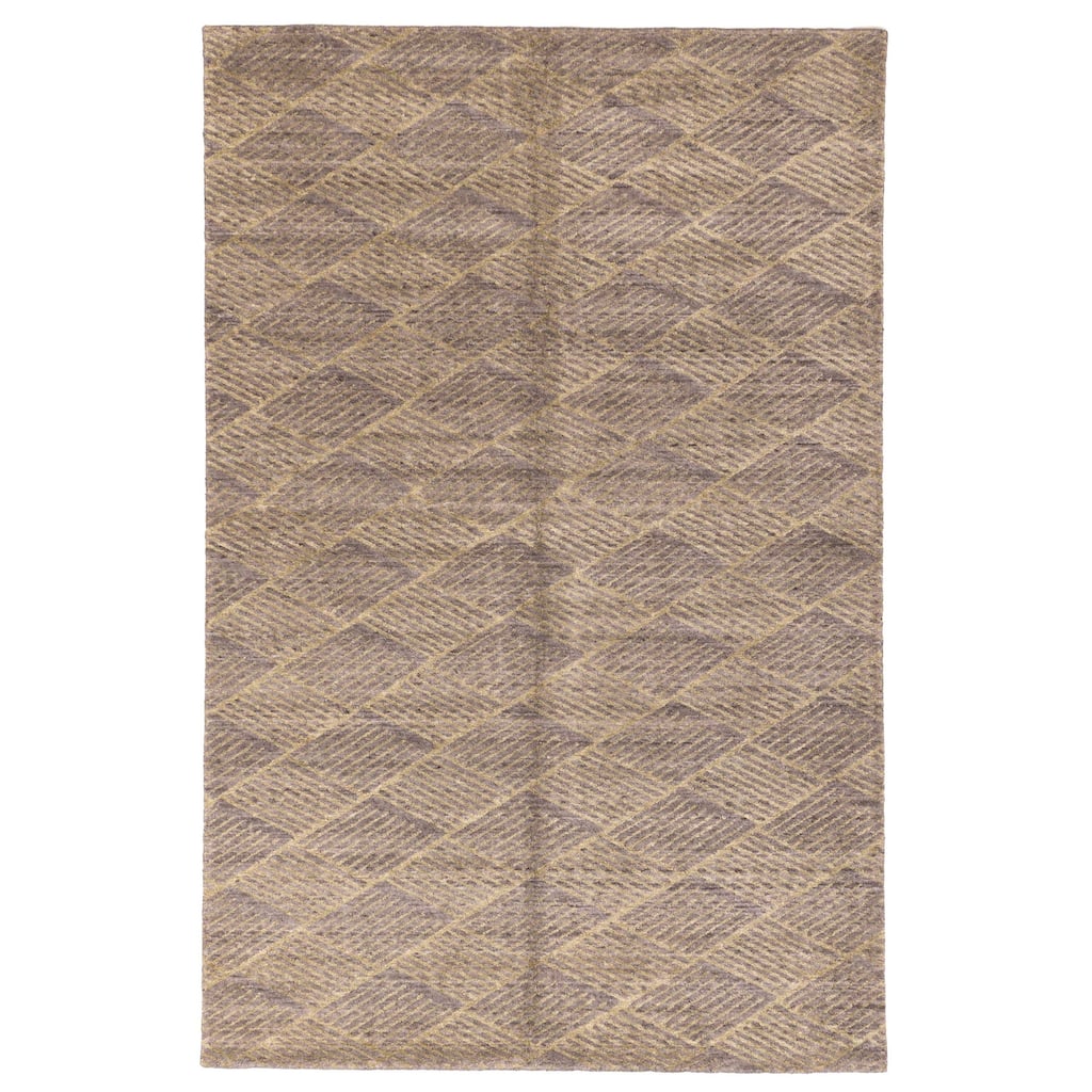 ECARPETGALLERY Hand Loomed Elysian Dark Grey Silk, Wool Rug - 5'11 x 8'11