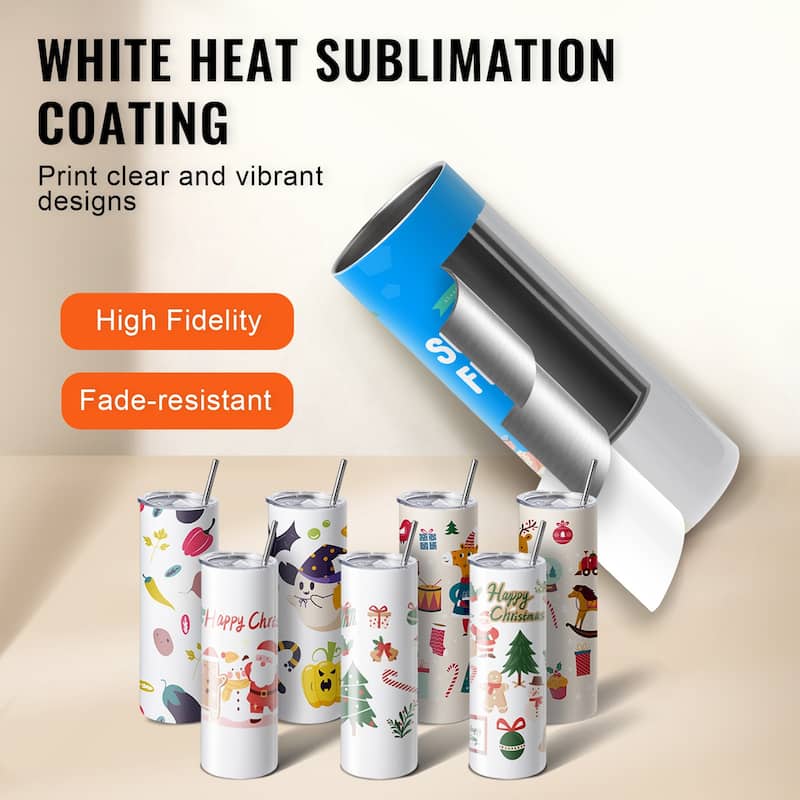 Sublimation Tumblers, Skinny Straight Stainless Steel Blanks Cups with Lid and Straw, Gift Box