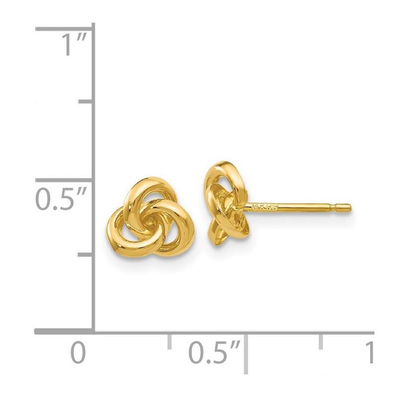 Curata 14k Yellow Gold Polished 7mm Love Knot Post Earrings