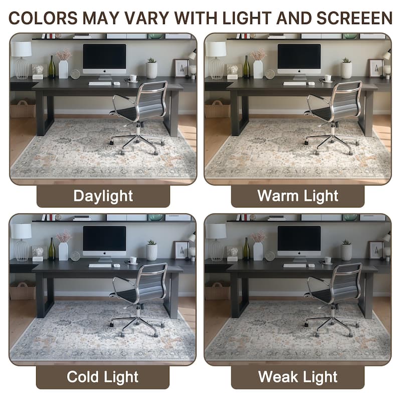 Mcow Low Pile Machine Washable Non-Slip Area Rug - Taupe - 4'X5' - Rectangle