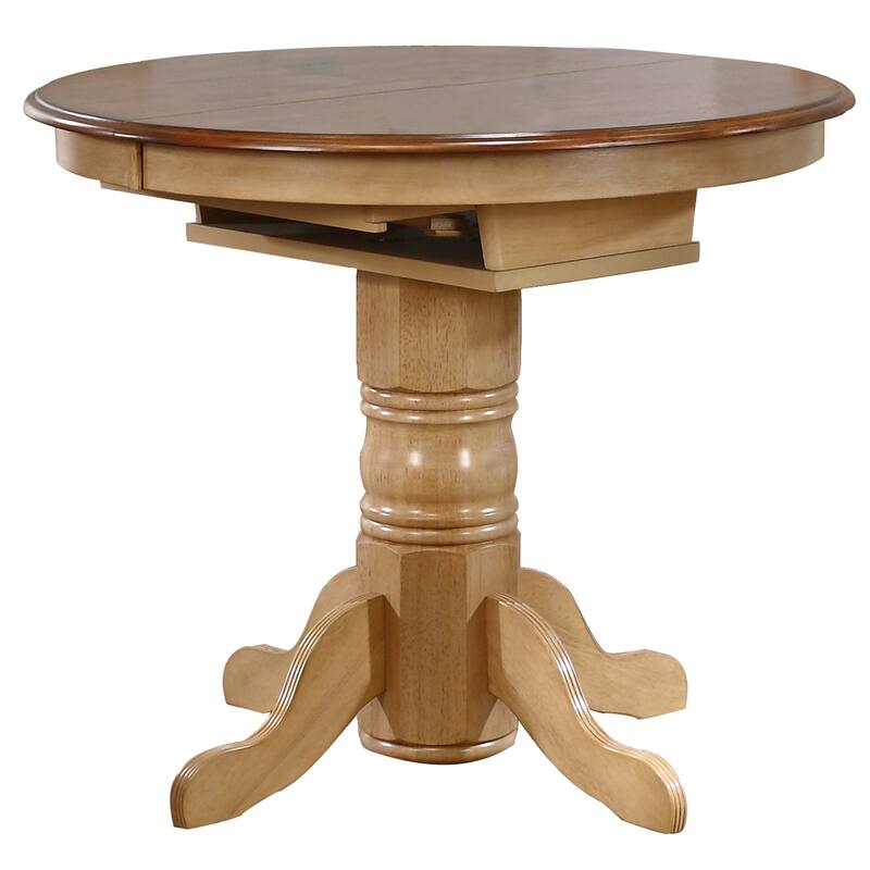 Extendable Dining Set - 5 Piece Table & Stool Set - 42" Round/60" Oval - Coastal Dining Room Furniture