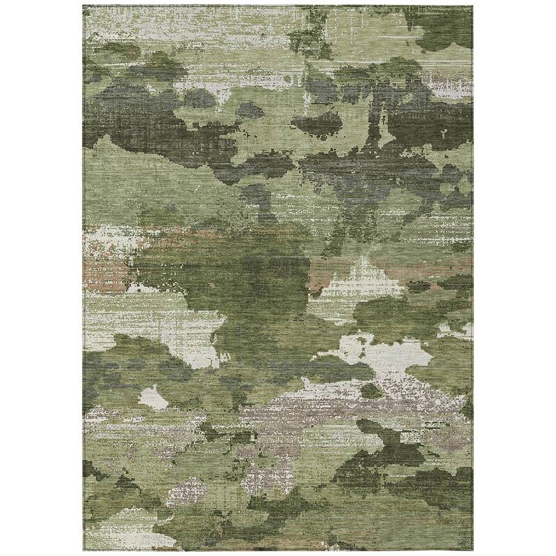 Machine Washable Indoor/ Outdoor Abstract Casual Chantille Rug