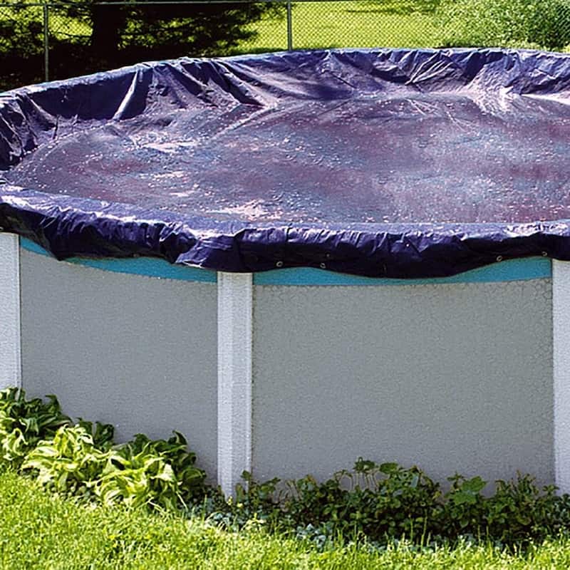Swimline 33 Foot Heavy Duty Round Above Ground Winter Pool Cover, Blue (2 Pack)