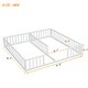 preview thumbnail 8 of 8, White Double Twin Pine Wood Floor Bed with Fence and Guardrails
