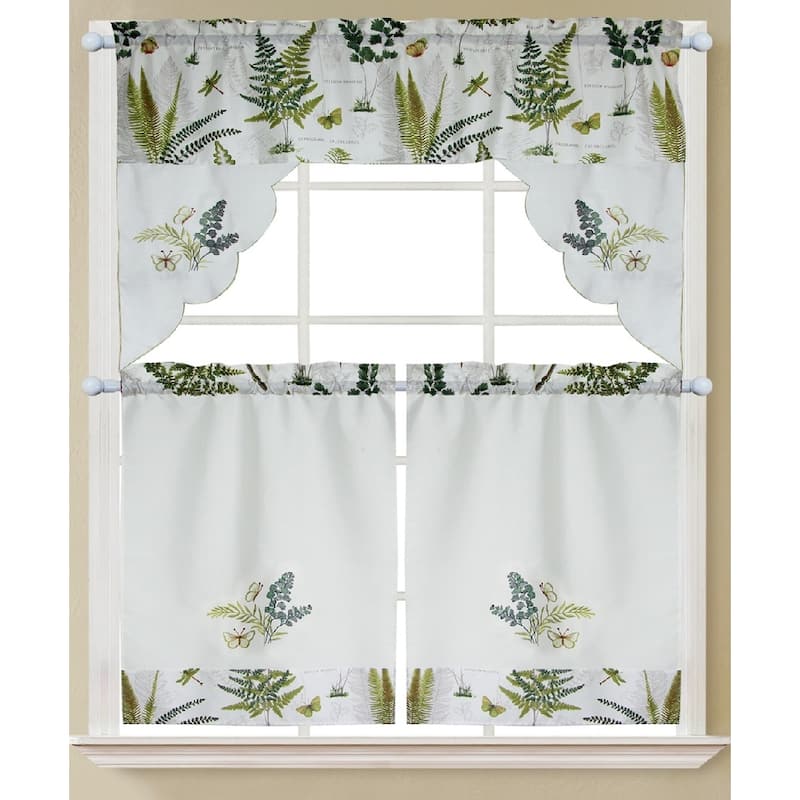 Lemon Fern Sunflower Tropical Tea Urban Kitchen Curtain Sets with Valance & Tiers - Fern