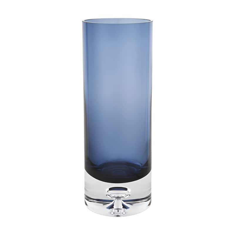 HomeRoots 11" Amber And Clear Cylinder Lead Free Crystal Table Vase