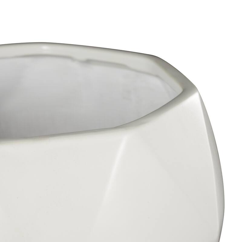 Black or White Ceramic Patterned Geometric Indoor Outdoor Planter with Attached Saucer (Set of 3)