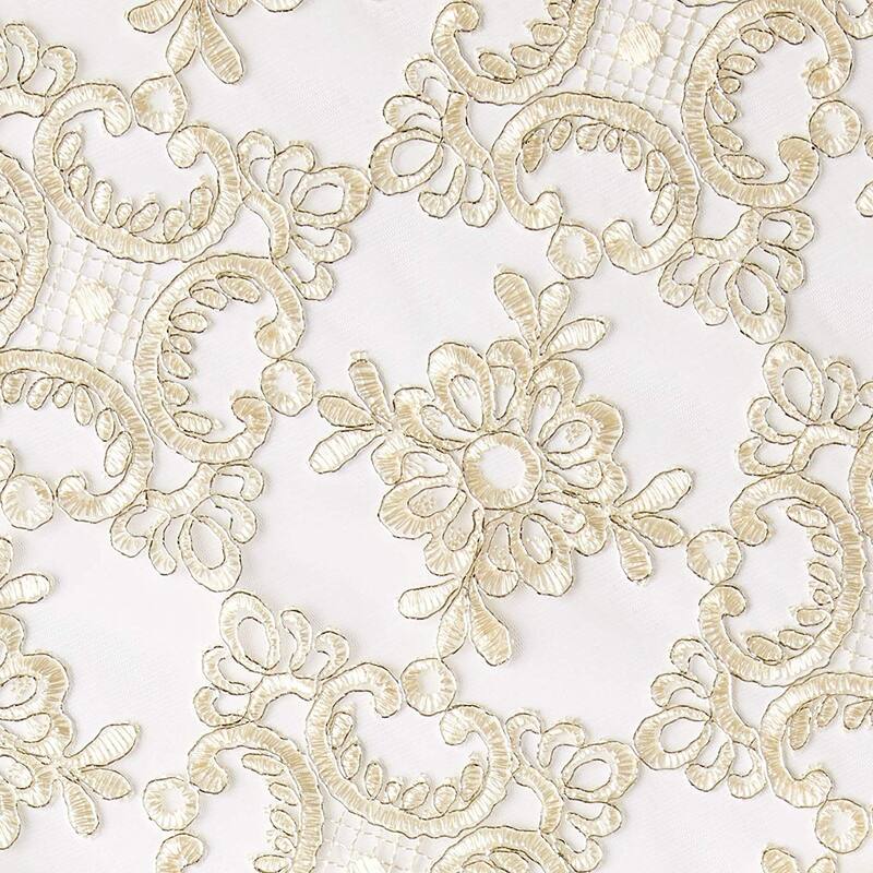 Violet Linen Botany Bridal Embroidered Emblem Floral Lace Pattern Tablecloth
