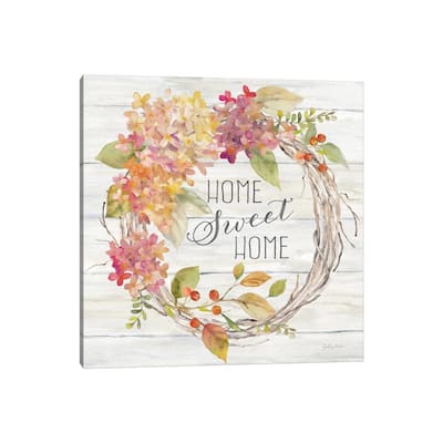 iCanvas "Farmhouse Hydrangea Wreath Spice I Home" by Cynthia Coulter Canvas Print
