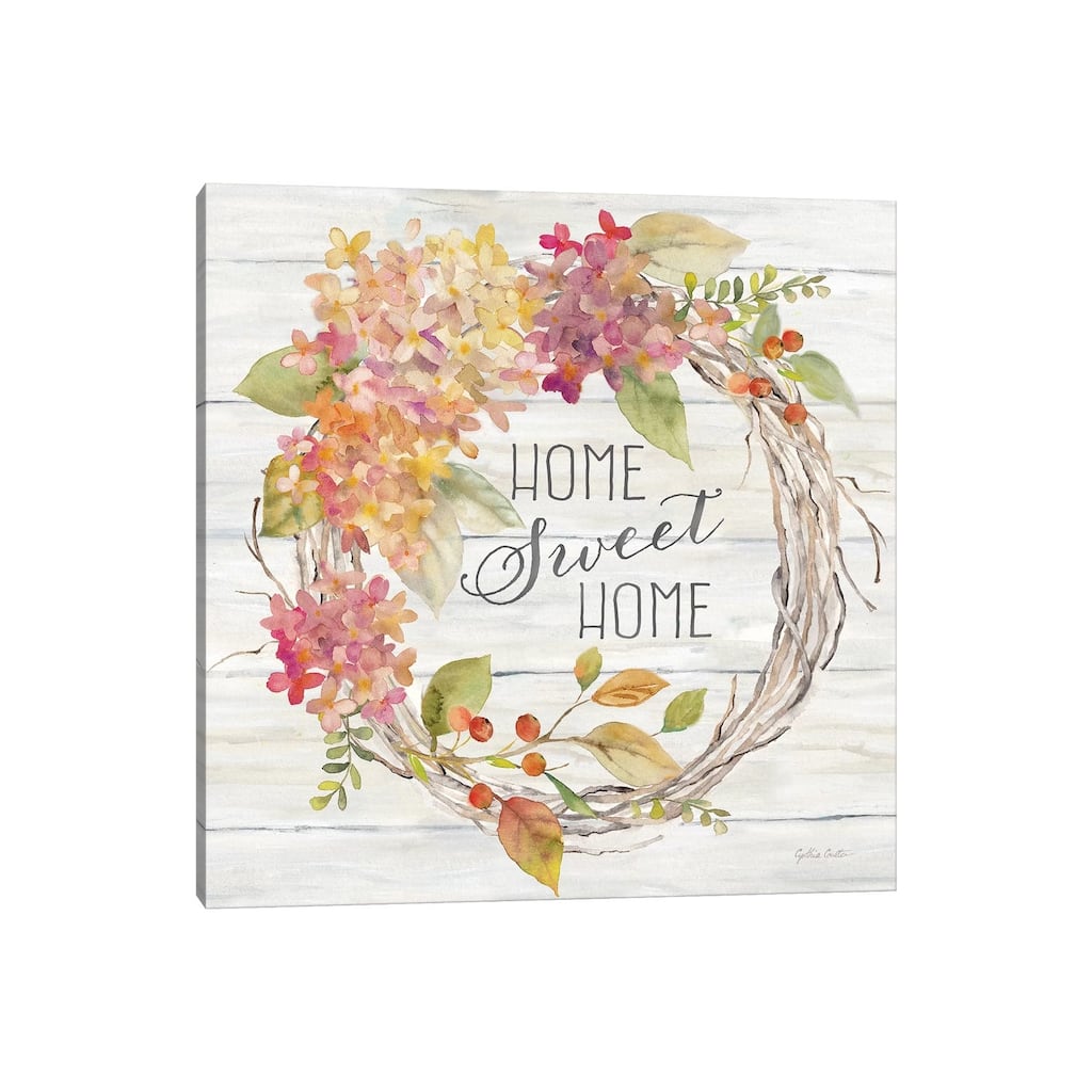 iCanvas "Farmhouse Hydrangea Wreath Spice I Home" by Cynthia Coulter Canvas Print