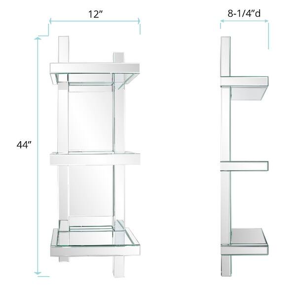 Allan Andrews Contemporary 3-Tier Mirrored Wall Shelf Display - 44"H x 12"W x 8.25"D