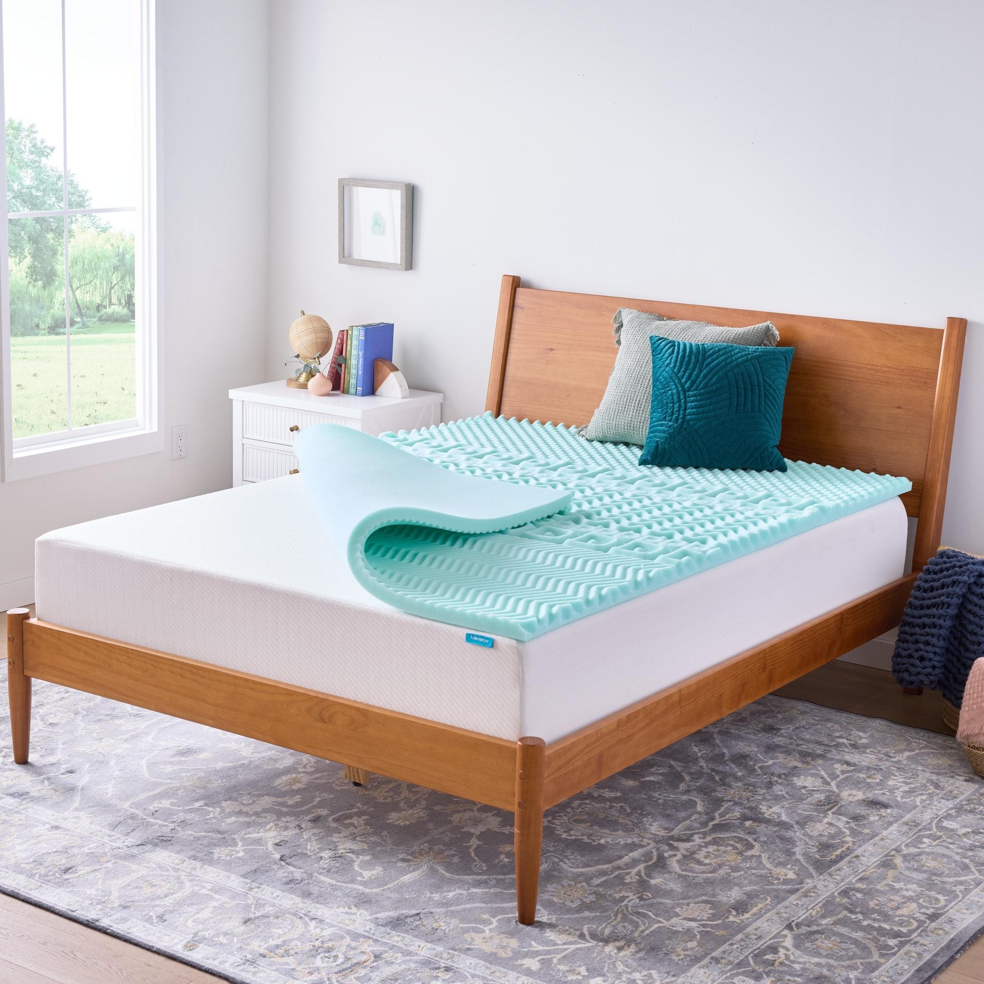 Linenspa 7-Zone Cooling Gel and Green Tea Memory Foam Mattress Topper