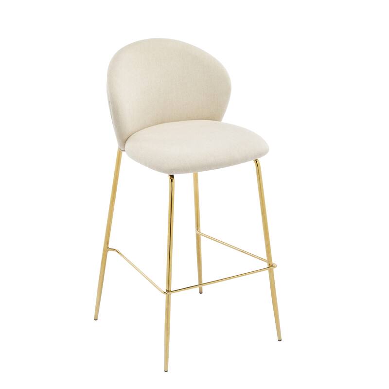 Roomfitters Kira Indoor Upholstered Bar Stools with Gold Plated Metal Legs, Fabric Set of 2 - Set of 2