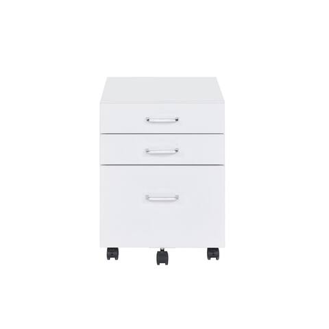 3 Drawers Wood File Cabinet with Wheels in White