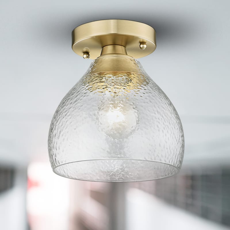 Ariella 7.375" Wide 1-Light Semi-Flush with Hammered Clear Glass