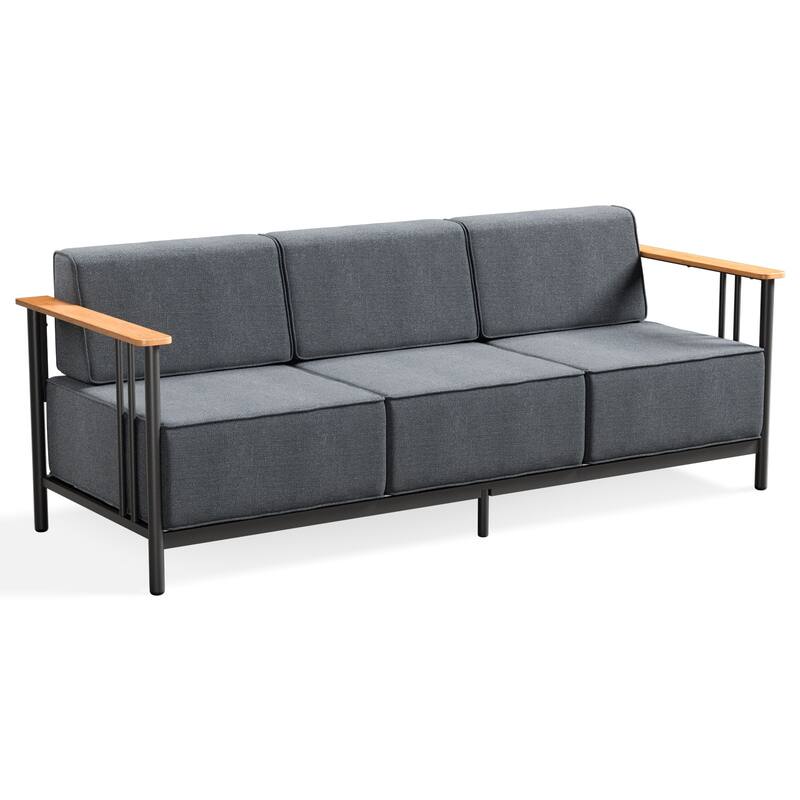 Gymojoy Modern Patio Sofa with Metal Frame, 10" Cushions, Wide Seat for Outdoor Use Easy Assembly