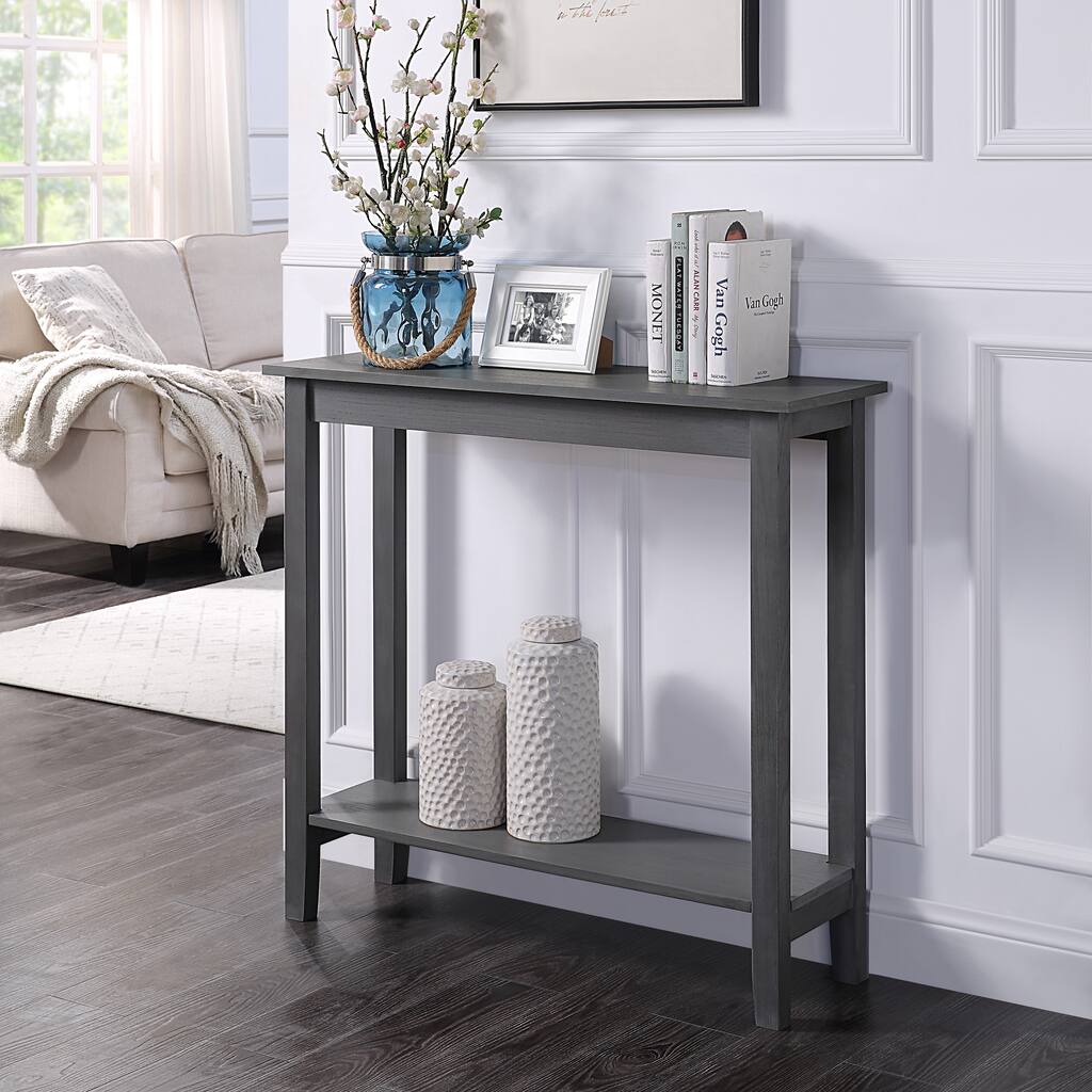 Galgano Two-Tiered Console Table - (Rustic Grey, 34" X 36" X 11.5")
