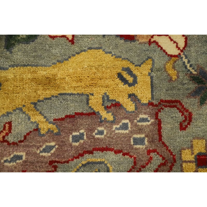 Hand Knotted Oriental 100% Wool Carpet Traditional Floral Greys & Charcoal Ziegler Area Rug - 11' 11'' X 8' 8''