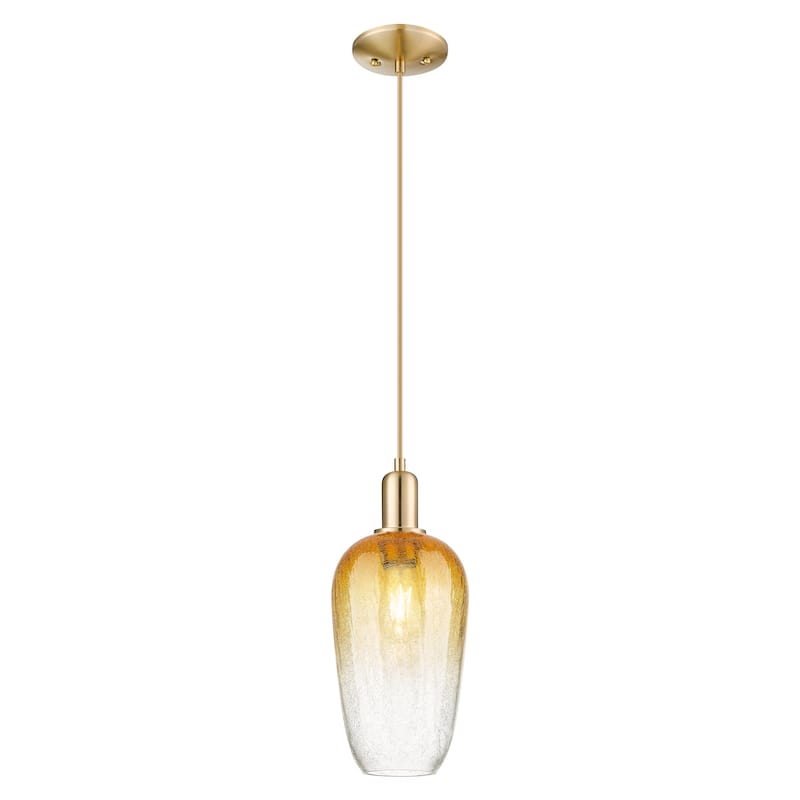 Innovations Lighting Downtown Urban - Brookhaven Flute - 1 Light 7" Cord Hung Mini Pendant - Champagne Bronze/Amber Shade
