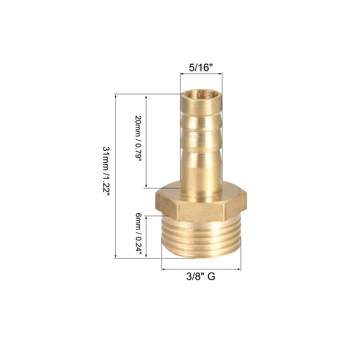 8-8mm Brass Wear-Resistant for Pipe Maintenance Repair Replacement Connecting Pipes Hose Brab Fitting Hose Barb Reducer