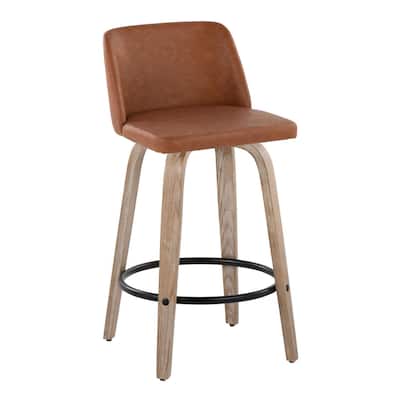 Carson Carrington Vallberga 26" Fixed-Height Counter Stool With Whitewashed Wood Base (Set of 2)