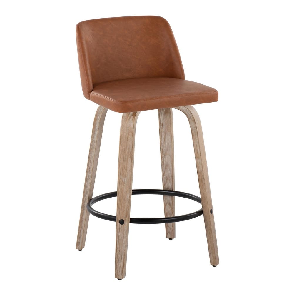 Carson Carrington Vallberga 26" Fixed-Height Counter Stool With Whitewashed Wood Base (Set of 2)